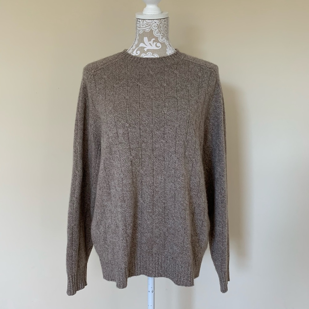 Grayson & Dunn 100% Cashmere 2 Ply Knit Sweater Brown Heather Natural Fiber